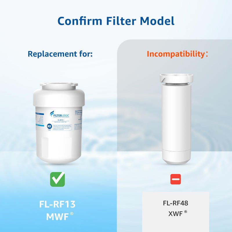 Filterlogic FL-RF13 Replacement for GEÂ® MWFÂ®, SmartWaterÂ® MWFP, MWFINT, MWFA, GWF, HDX FMG-1, GSE25GSHECSS, WFC1201, RWF1060, KenmoreÂ® 9991 Refrigerator Water filter - Image 2